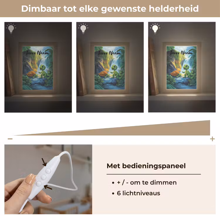 Nachtlampje met naam - Schildpad - Dino - Jungle - Waterval — 6
