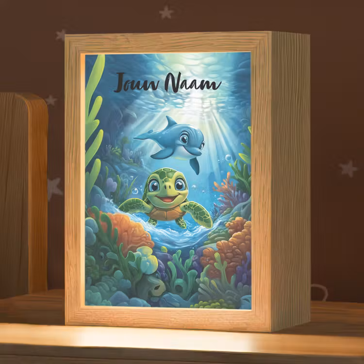 Nachtlampje met naam - Schildpad - Dolfijn - Oceaan — 1