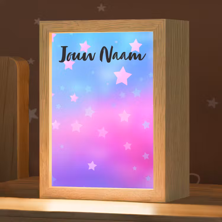 Nachtlampje met naam - Sterren - Roze - Blauw — 1