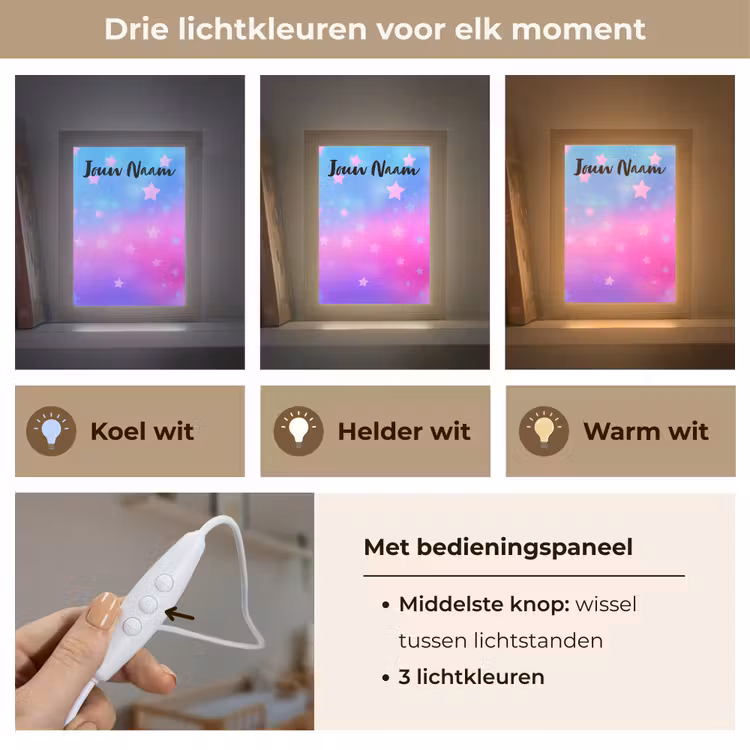 Nachtlampje met naam - Sterren - Roze - Blauw — 5