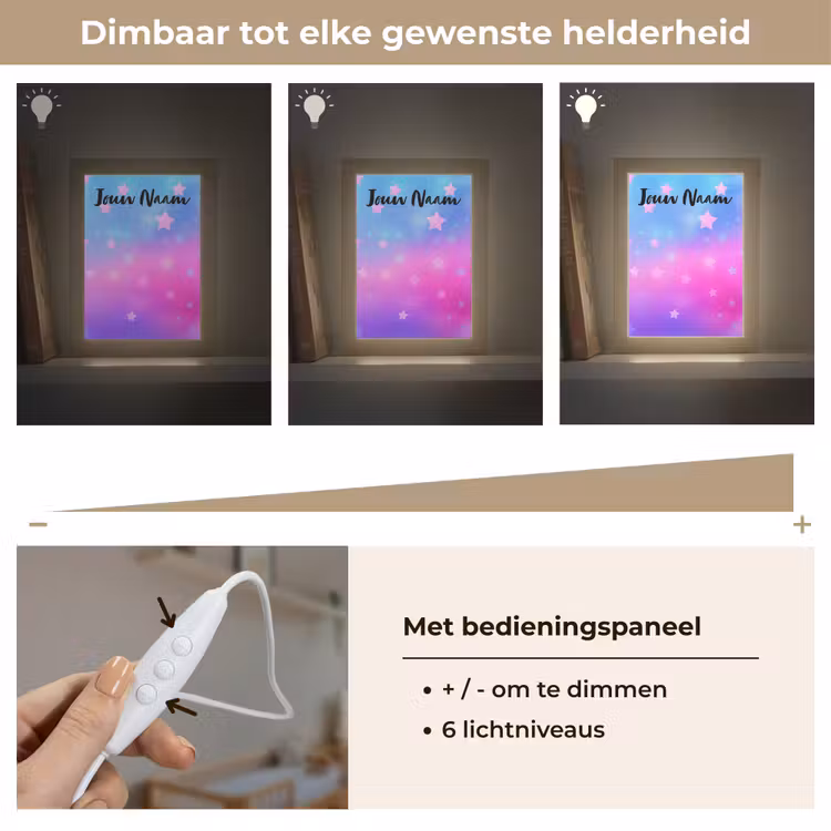 Nachtlampje met naam - Sterren - Roze - Blauw — 6