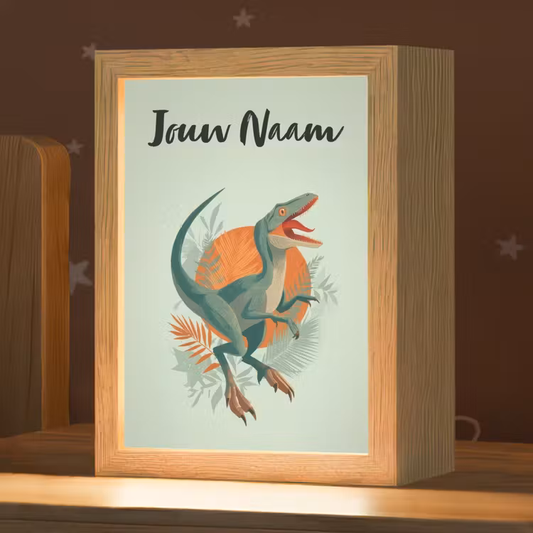 Nachtlampje met naam - Dino - Bladeren - Grafisch - Groen — 1
