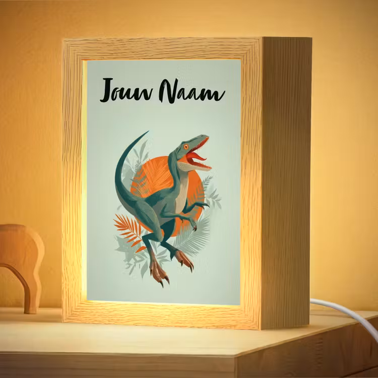 Nachtlampje met naam - Dino - Bladeren - Grafisch - Groen — 4