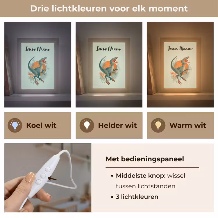 Nachtlampje met naam - Dino - Bladeren - Grafisch - Groen — 5