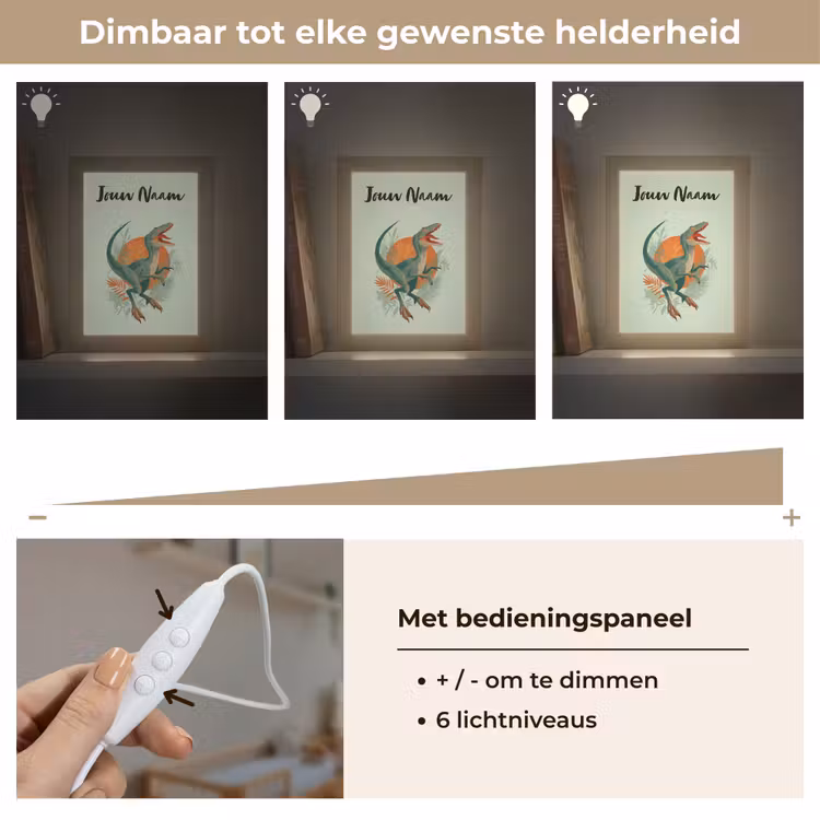 Nachtlampje met naam - Dino - Bladeren - Grafisch - Groen — 6