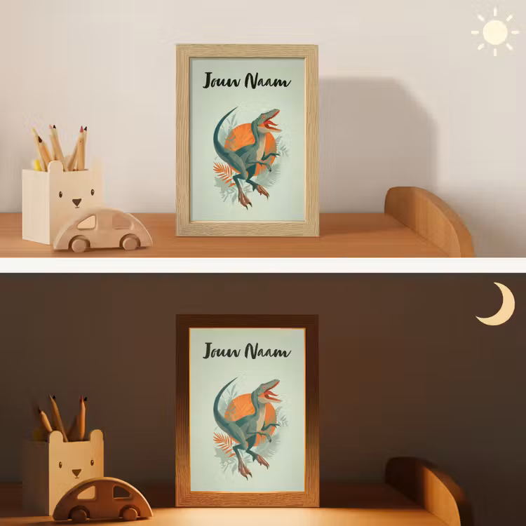 Nachtlampje met naam - Dino - Bladeren - Grafisch - Groen — 7