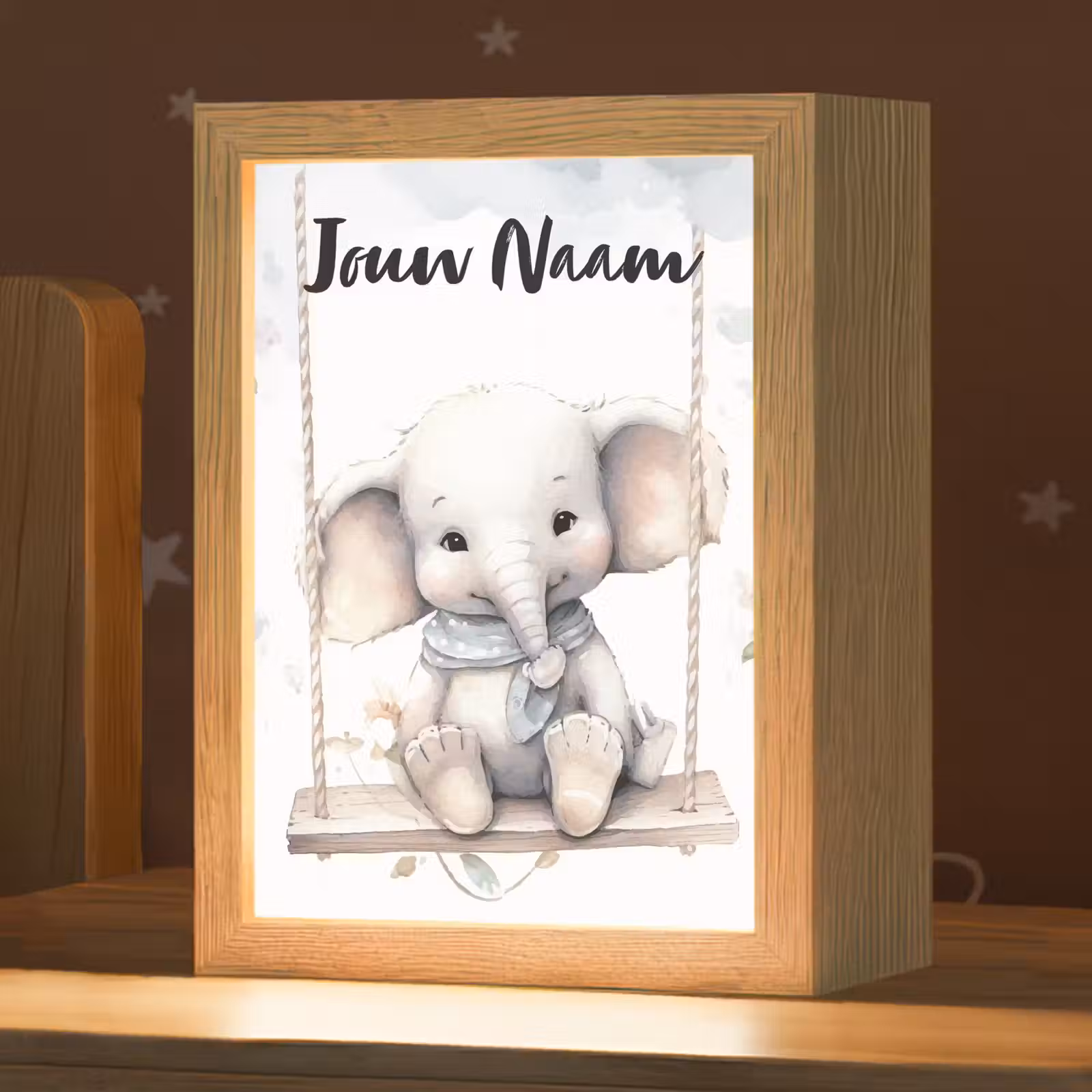 Nachtlampje met naam - Olifant - Dier - Kinderen — 1