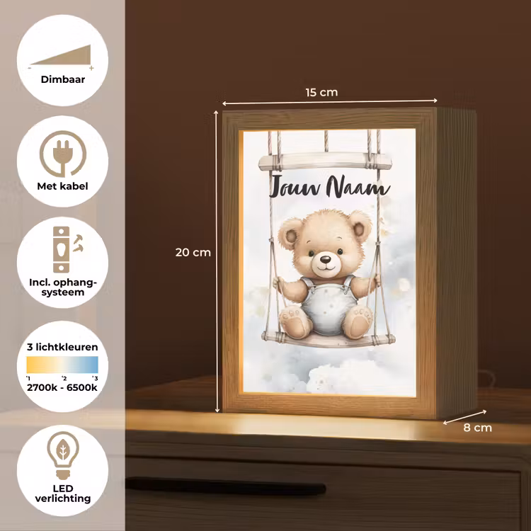 Nachtlampje met naam - Beer - Baby - Dier - Kinderen — 2