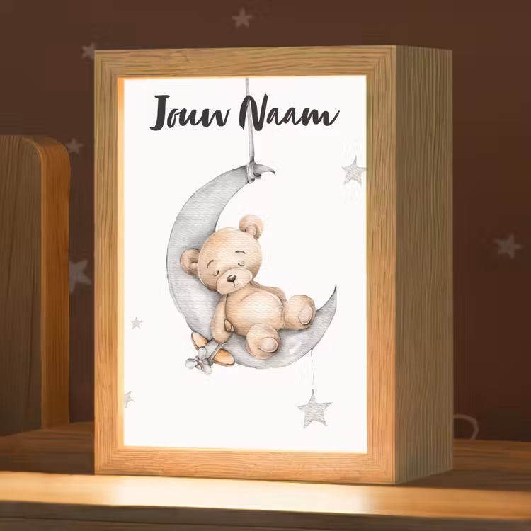 Nachtlampje met naam - Beer - Maan - Sterren - Kinderen — 1