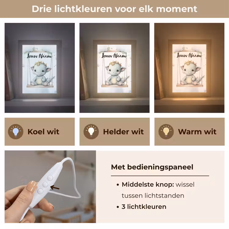 Nachtlampje met naam - Draak - Baby dier - Kinderen — 5