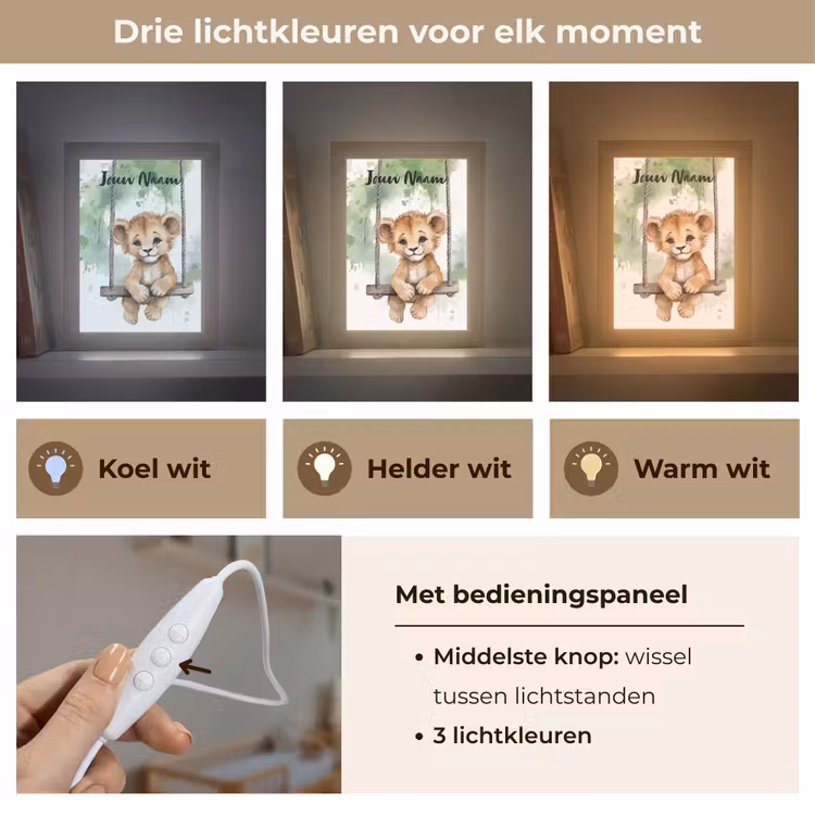 Nachtlampje met naam - Leeuw - Dier - Kinderen - Jungle — 5
