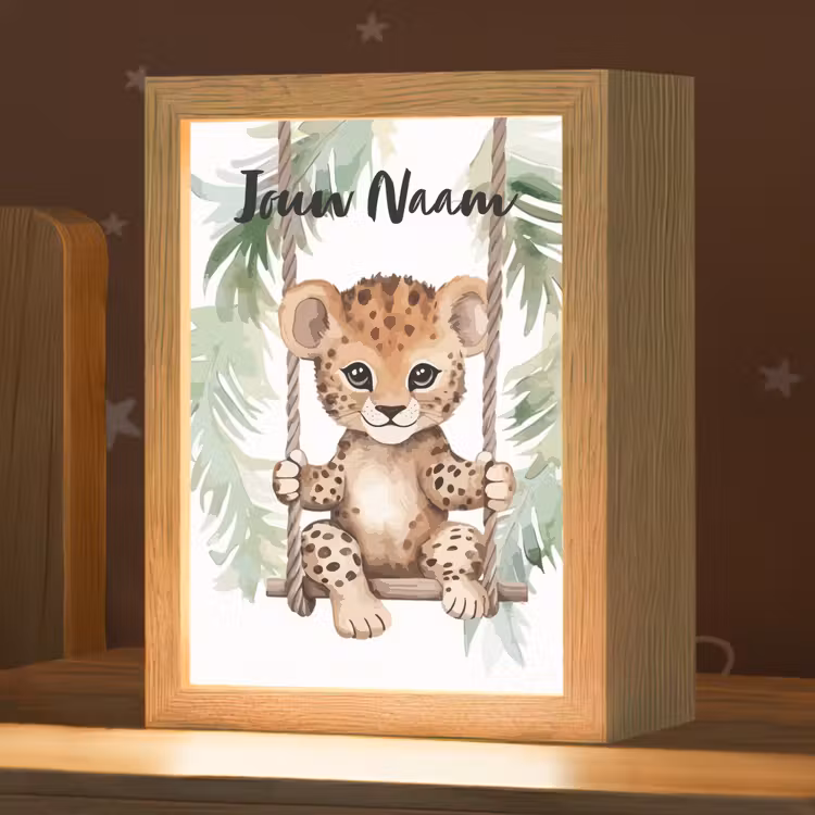 Nachtlampje met naam - Luipaard - Dier - Kinderen - Jungle — 1