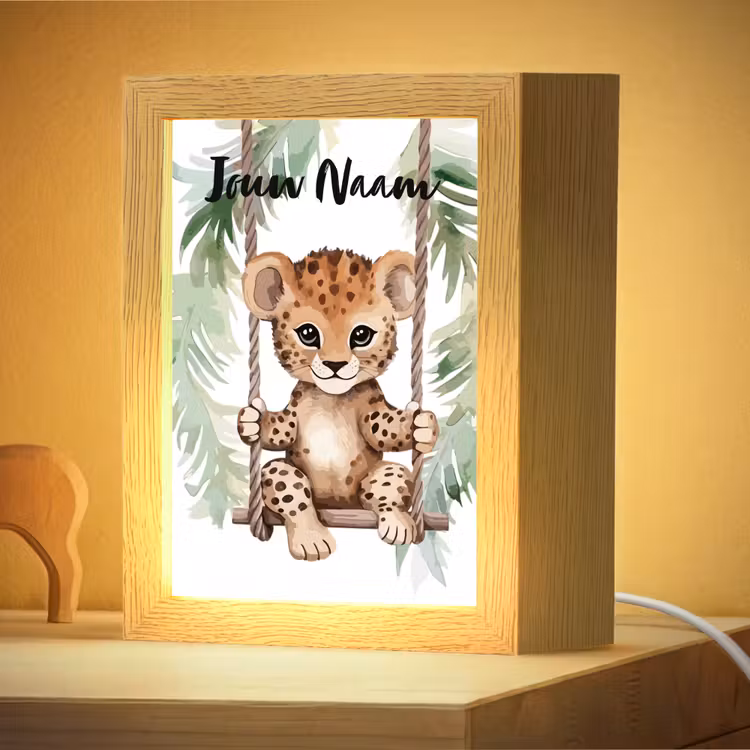Nachtlampje met naam - Luipaard - Dier - Kinderen - Jungle — 4