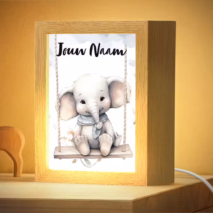Nachtlampje met naam - Olifant - Dier - Kinderen — 4