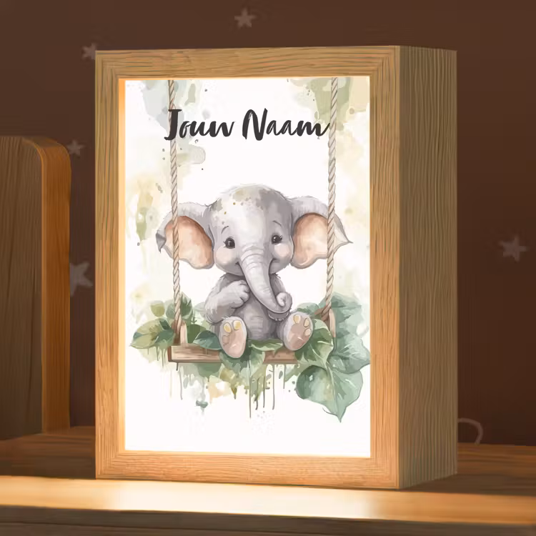 Nachtlampje met naam - Olifant - Dier - Kinderen - Jungle — 1