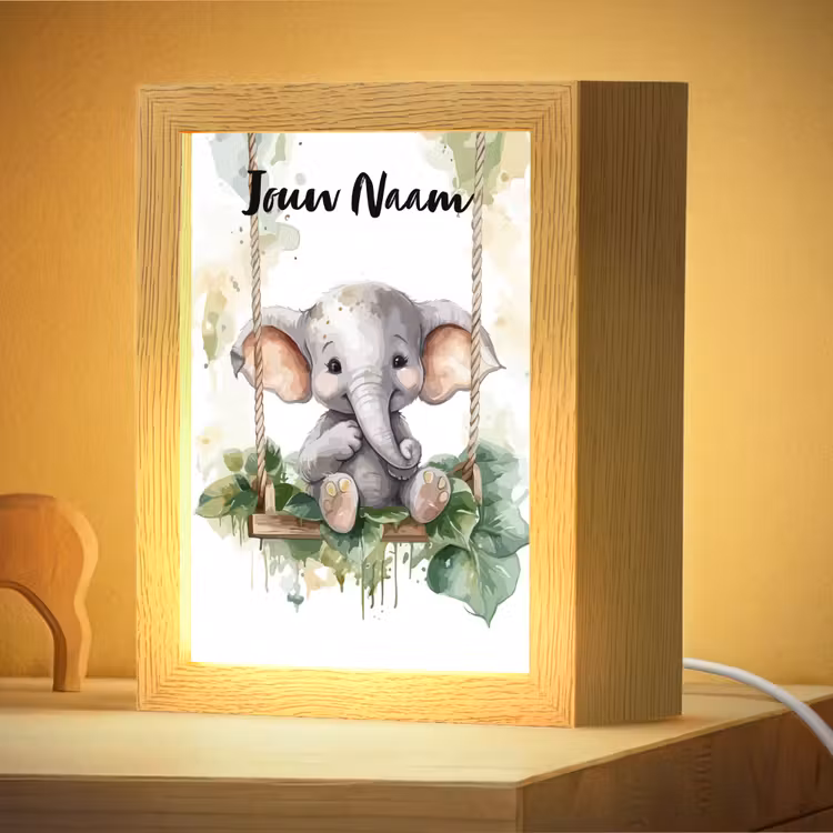 Nachtlampje met naam - Olifant - Dier - Kinderen - Jungle — 4