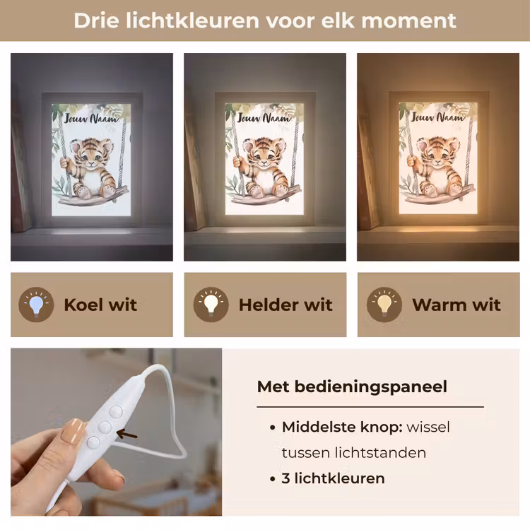 Nachtlampje met naam - Tijger - Dier - Kinderen - Jungle — 5