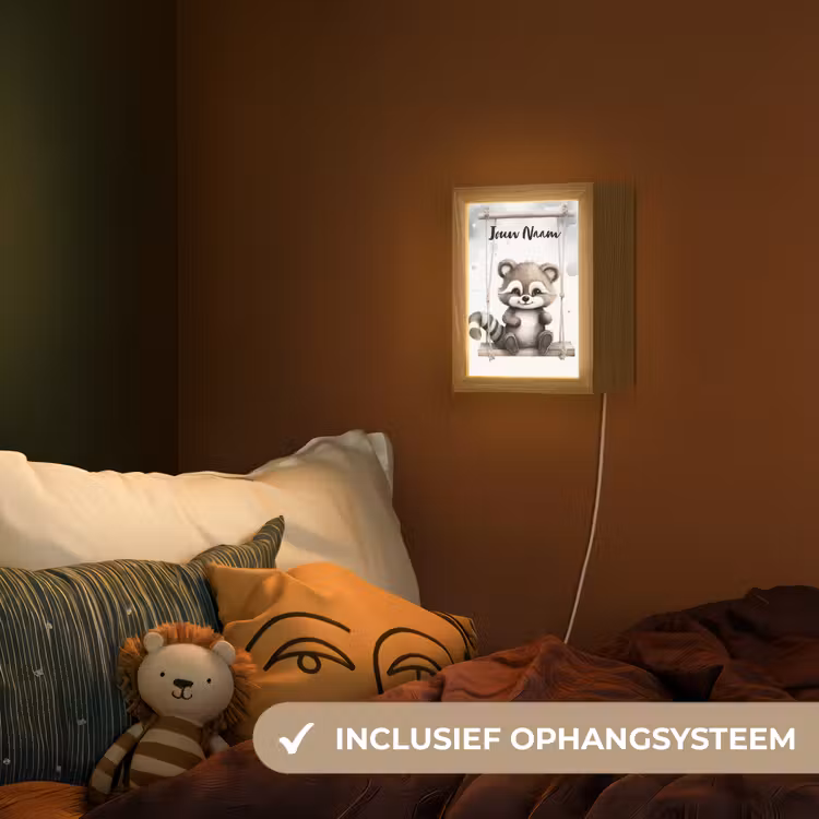 Nachtlampje met naam - Wasbeer - Dier - Kinderen — 3