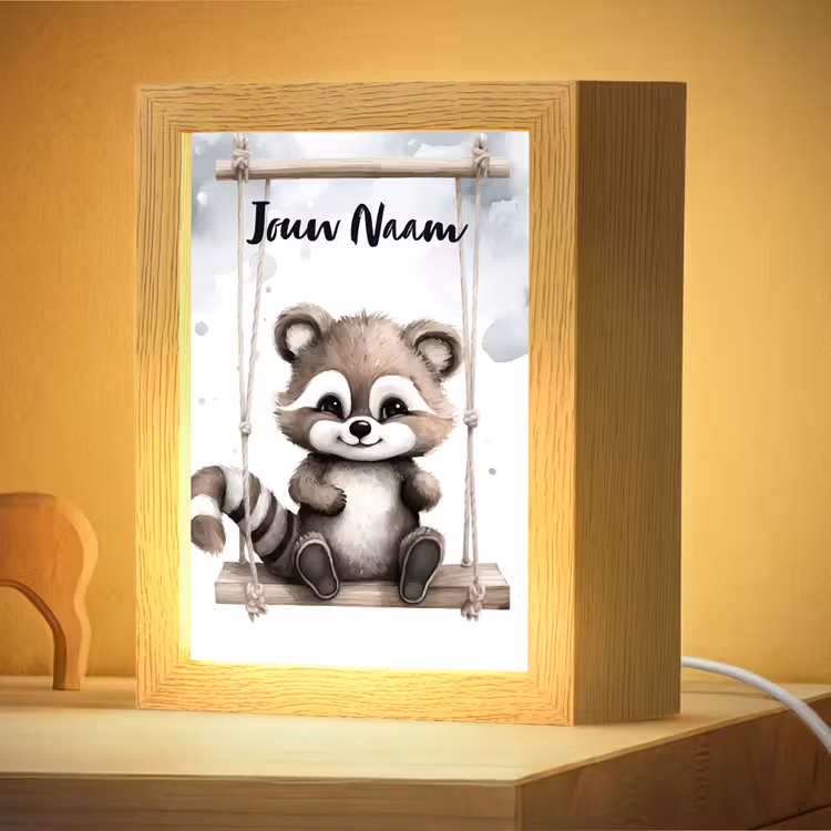 Nachtlampje met naam - Wasbeer - Dier - Kinderen — 4