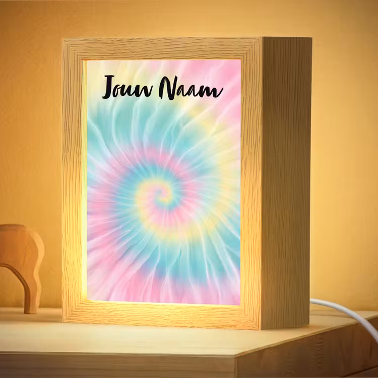 Nachtlampje met naam - Tie Dye - Pasteltinten - Roze — 4