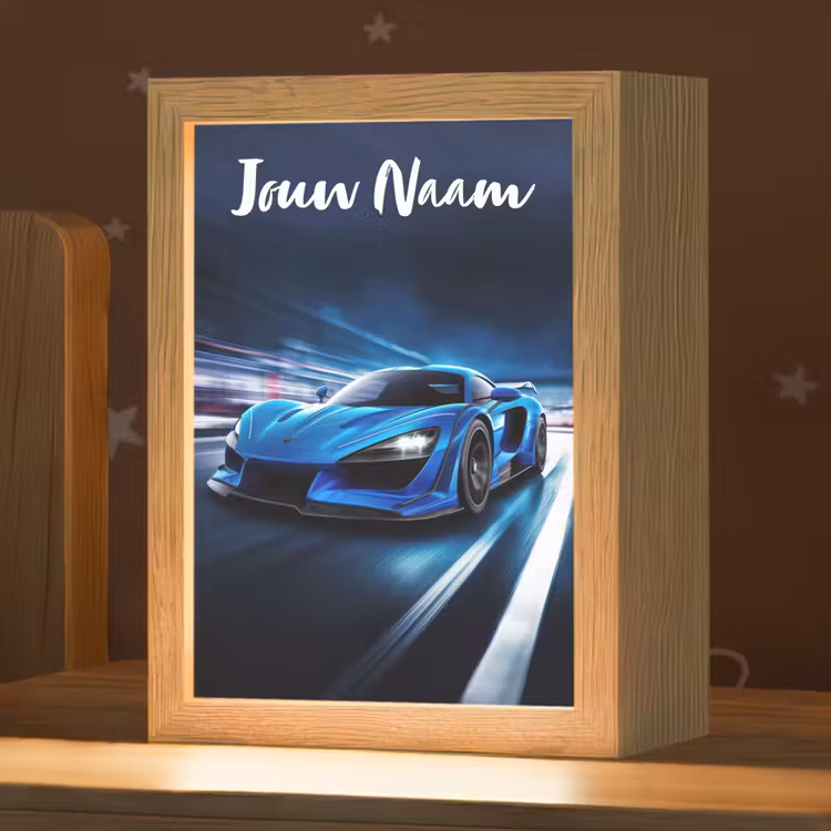 Nachtlampje met naam - Auto - Blauw - Jongens - Kind — 1