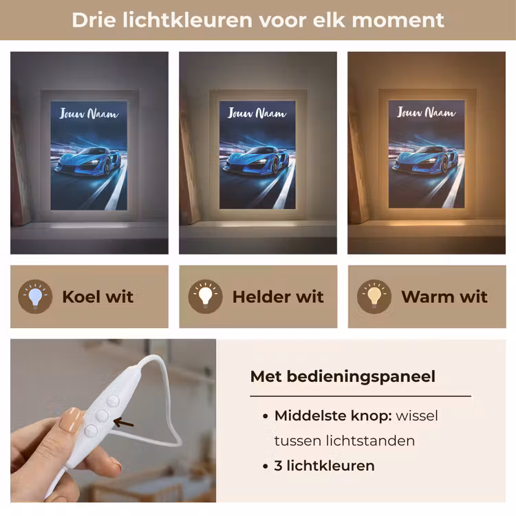 Nachtlampje met naam - Auto - Blauw - Jongens - Kind — 5