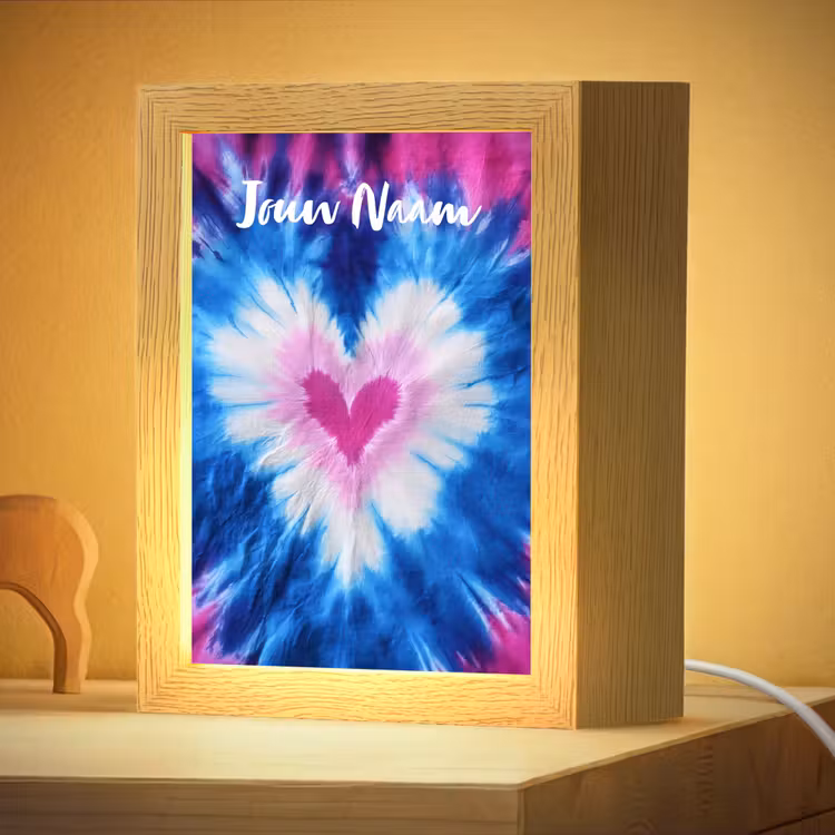 Nachtlampje met naam - Hartje - Blauw - Tie Dye — 4