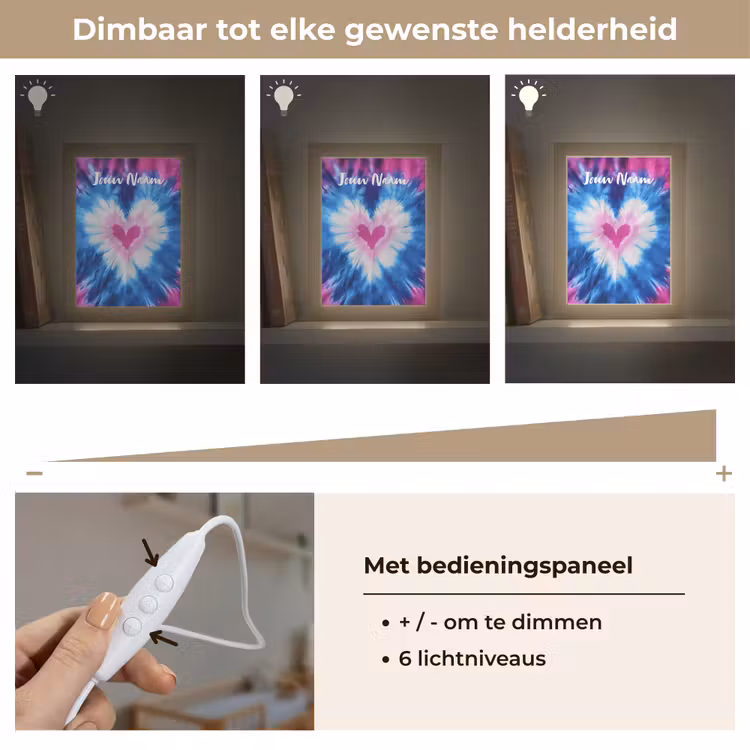 Nachtlampje met naam - Hartje - Blauw - Tie Dye — 6