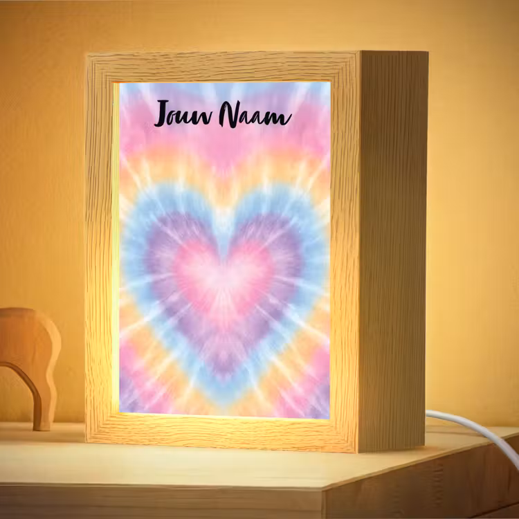 Nachtlampje met naam - Hartvorm - Tie Dye - Pastelkleuren — 4