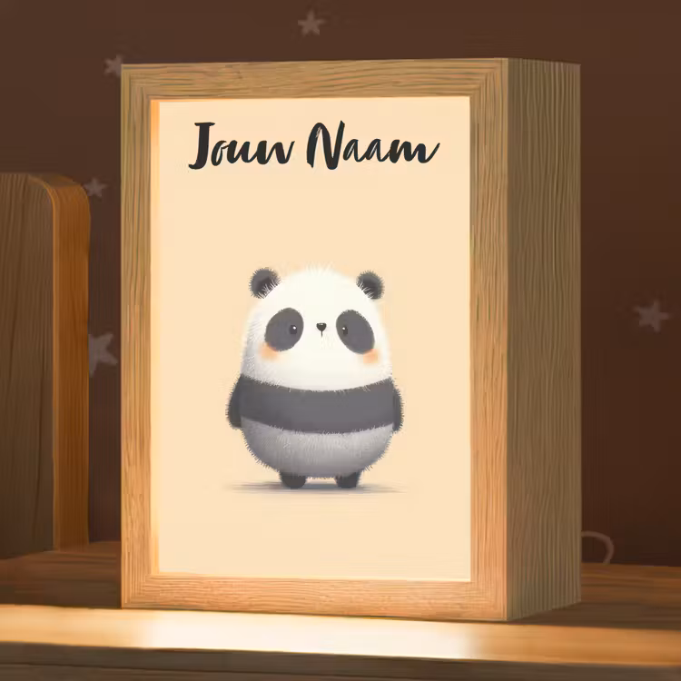Nachtlampje met naam - Panda - Beige - Minimalistisch — 1