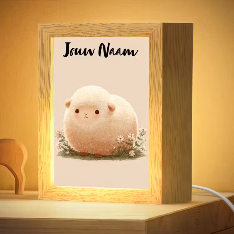 Nachtlampje met naam - Schaap - Beige - Bloemen — 4