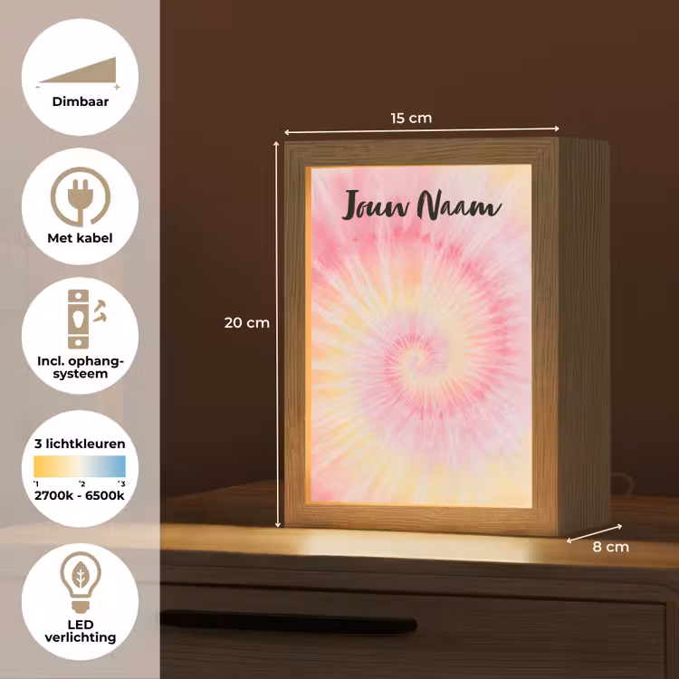 Nachtlampje met naam - Spiraal - Pastel - Roze — 2