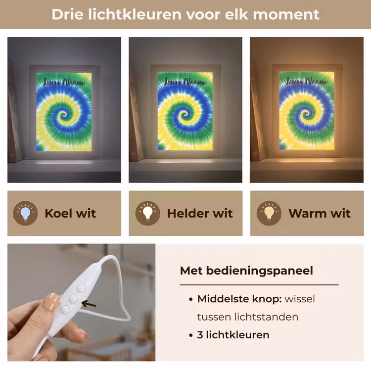 Nachtlampje met naam - Tie Dye - Groen - Klassiek — 5