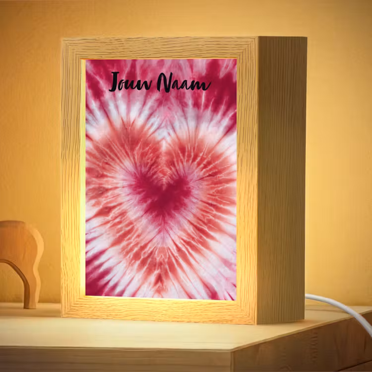 Nachtlampje met naam - Tie Dye - Hartvorm - Roze — 4