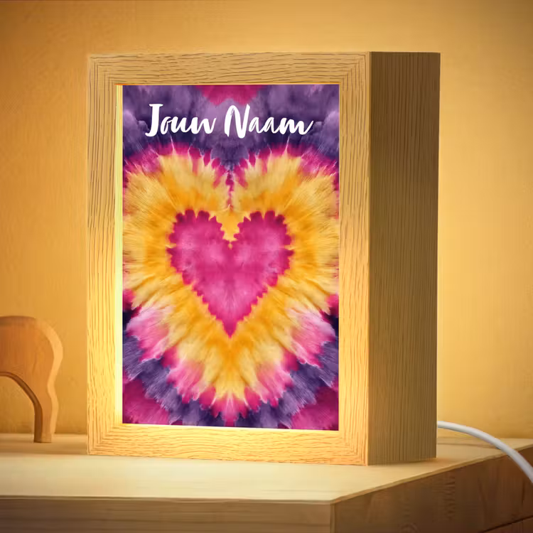 Nachtlampje met naam - Tie dye - Hartvorm - Vlammen - Paars — 4