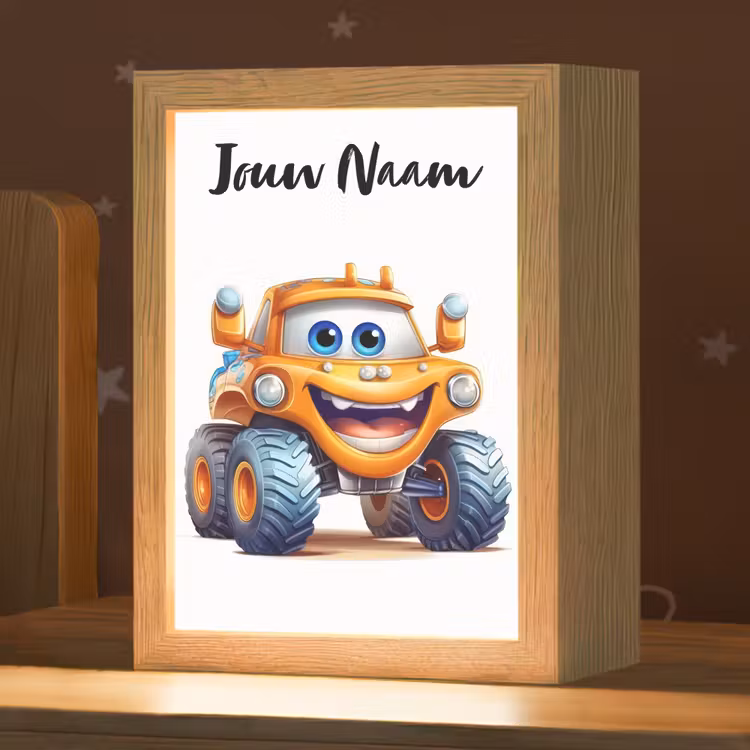 Nachtlampje met naam - Auto - Oranje - Jongen - Kind — 1