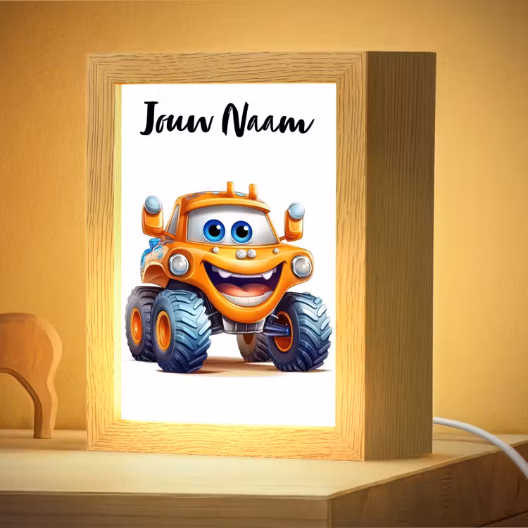 Nachtlampje met naam - Auto - Oranje - Jongen - Kind — 4