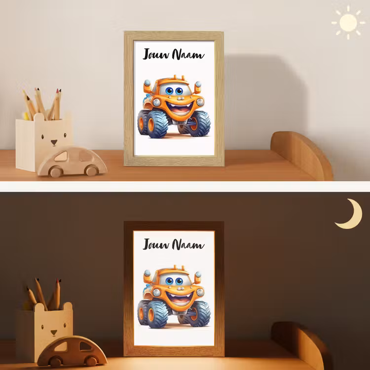 Nachtlampje met naam - Auto - Oranje - Jongen - Kind — 7