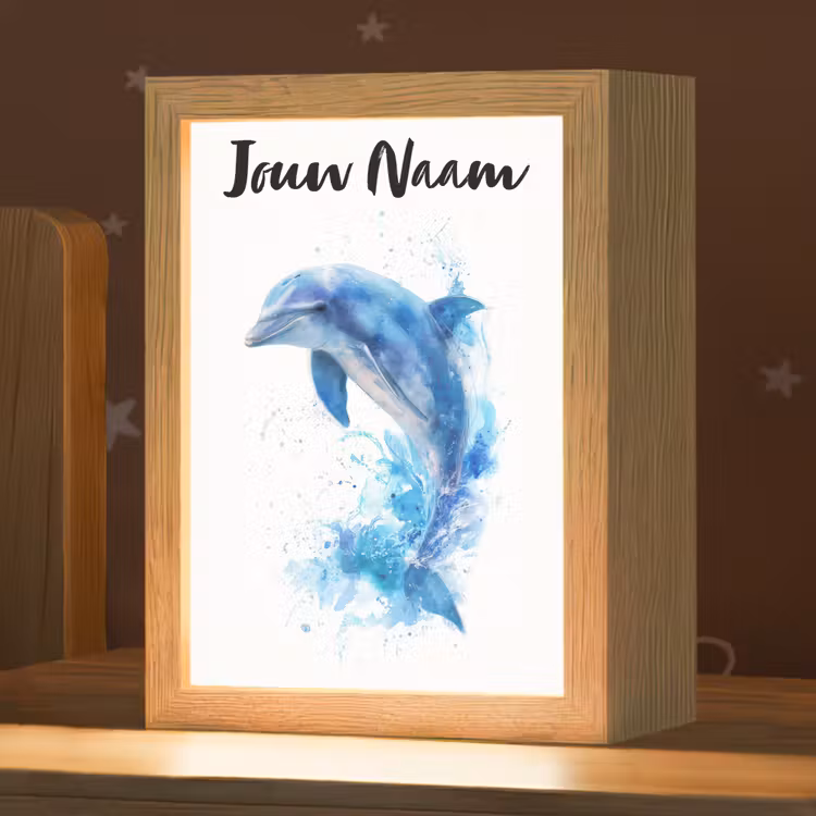 Nachtlampje met naam - Dolfijn - Water - Blauw — 1