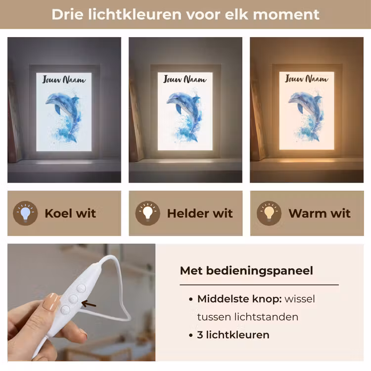 Nachtlampje met naam - Dolfijn - Water - Blauw — 5
