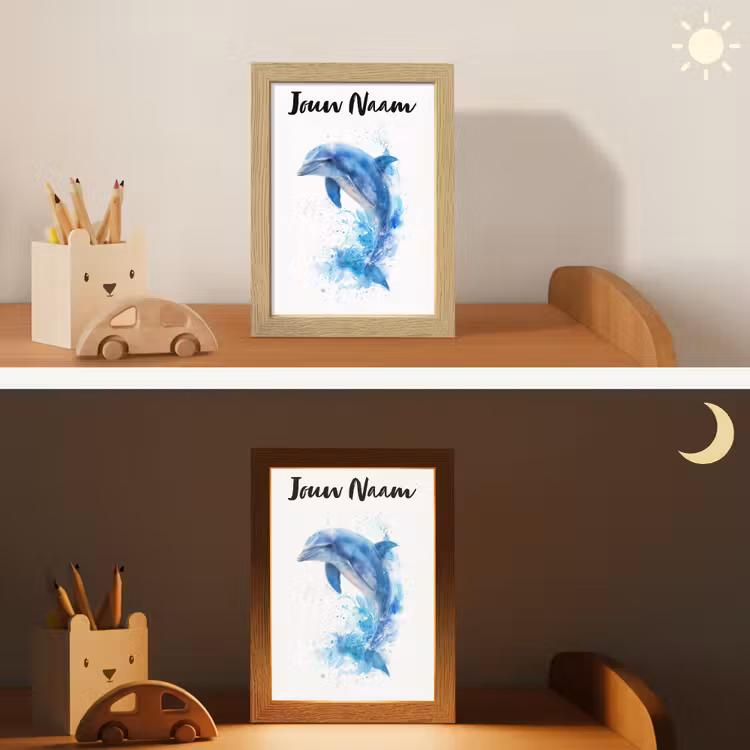 Nachtlampje met naam - Dolfijn - Water - Blauw — 7