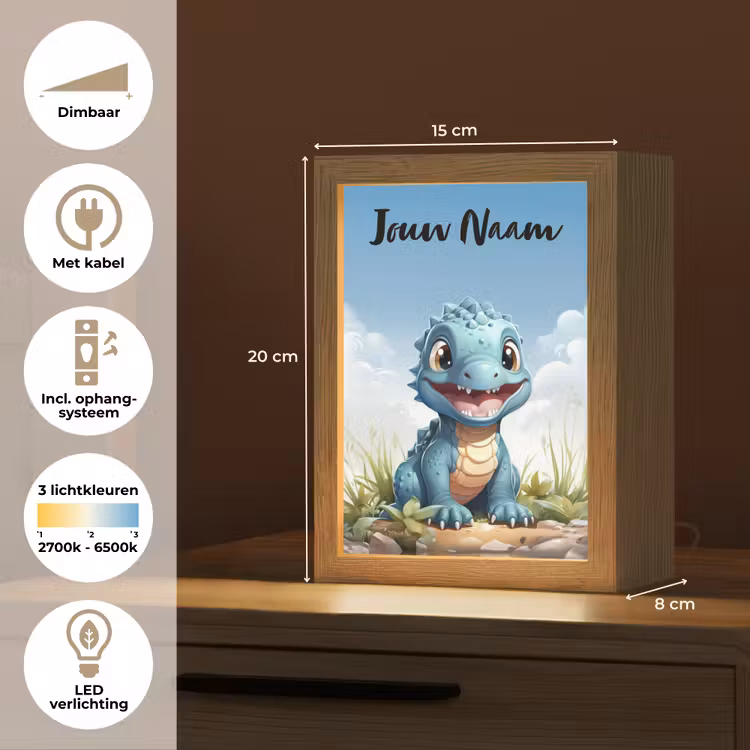 Nachtlampje met naam - Draak - Blauw - Jongens - Kinderen — 2