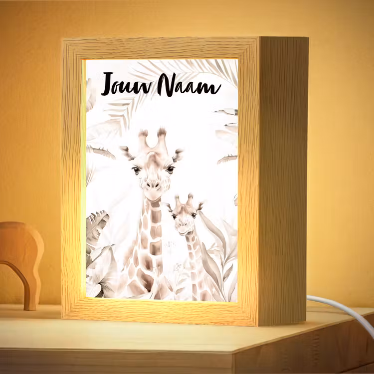 Nachtlampje met naam - Giraffe - Jungle - Bruin - Kinderen — 4