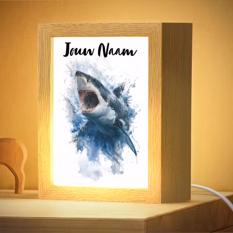 Nachtlampje met naam - Haai - Blauw - Water — 4