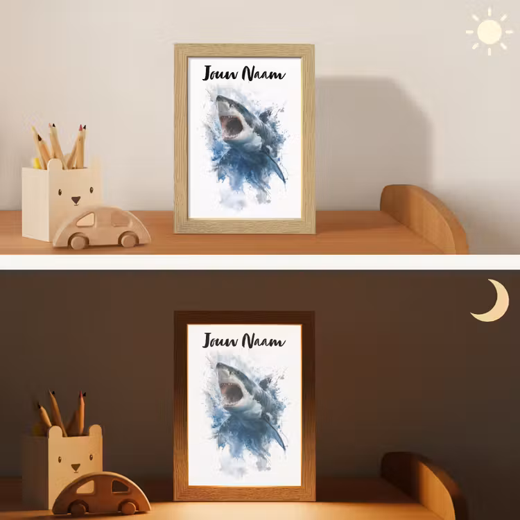 Nachtlampje met naam - Haai - Blauw - Water — 7