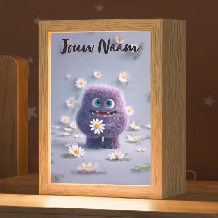 Nachtlampje met naam - Monster - Paars - Madeliefjes — 1