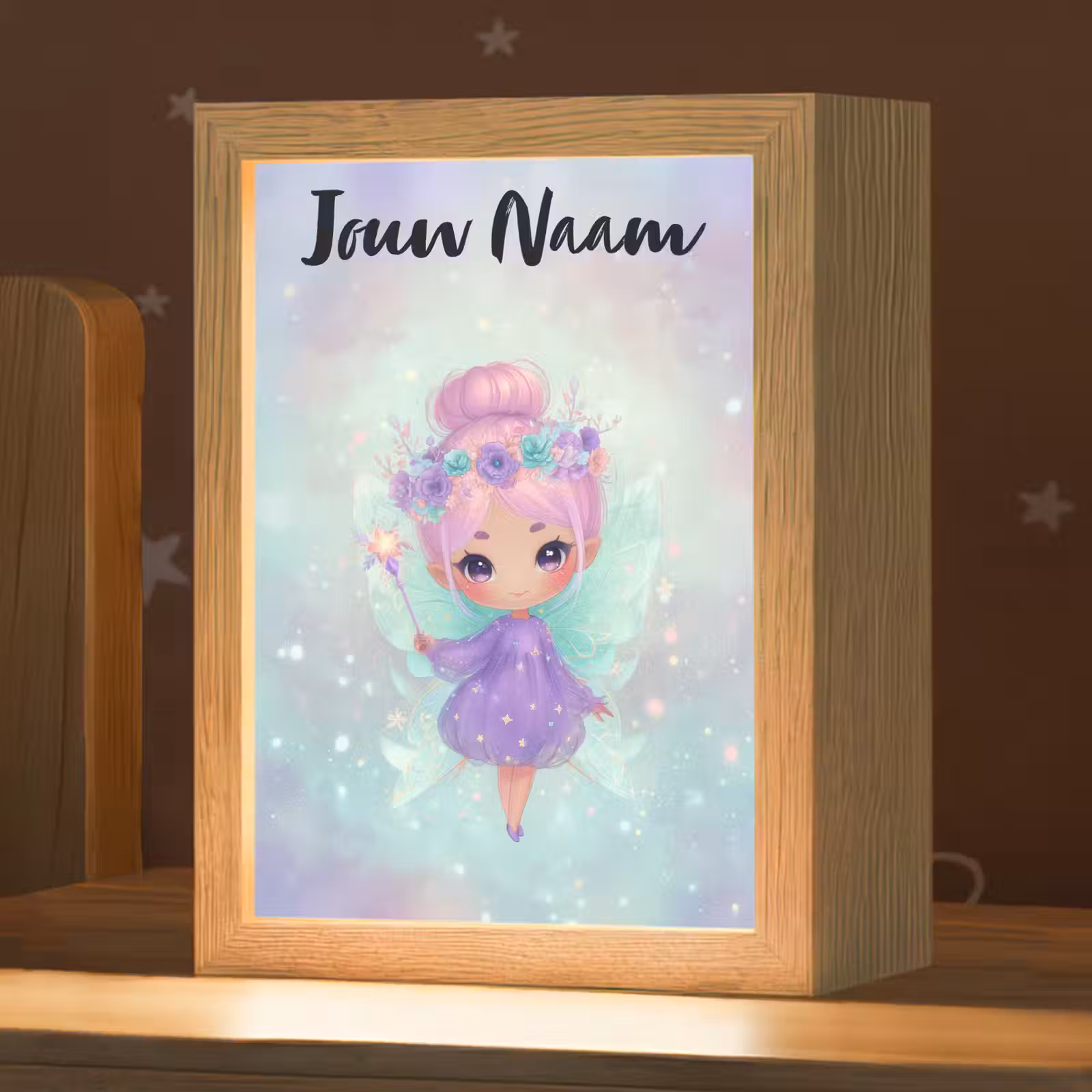 Nachtlampje met naam - Fee - Paars - Glinsters — 1
