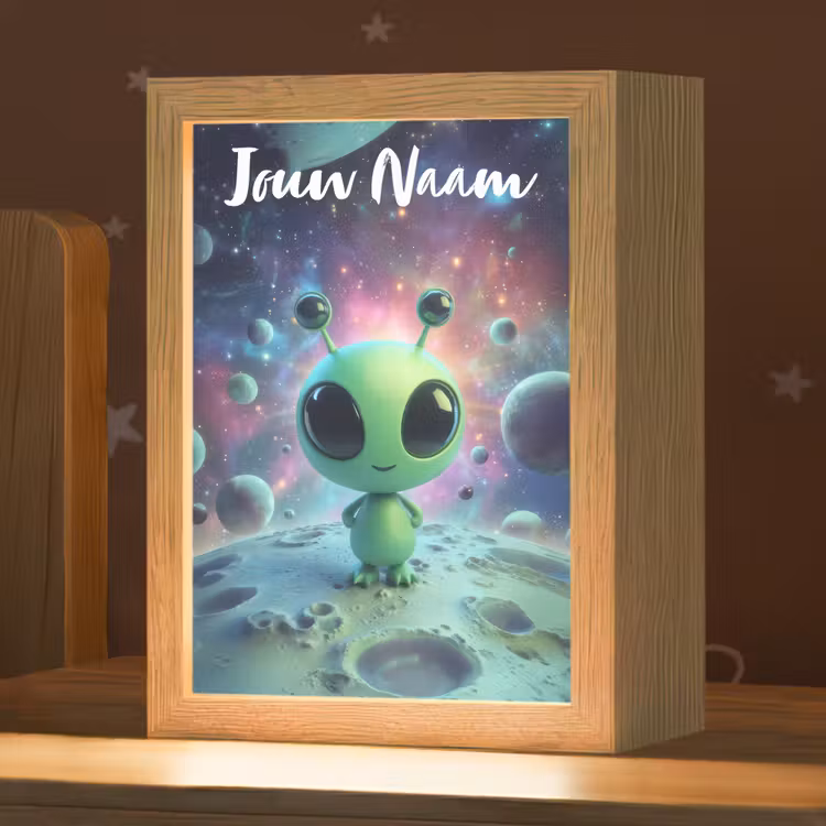 Nachtlampje met naam - Alien - Groen - Planeten - Ruimte — 1