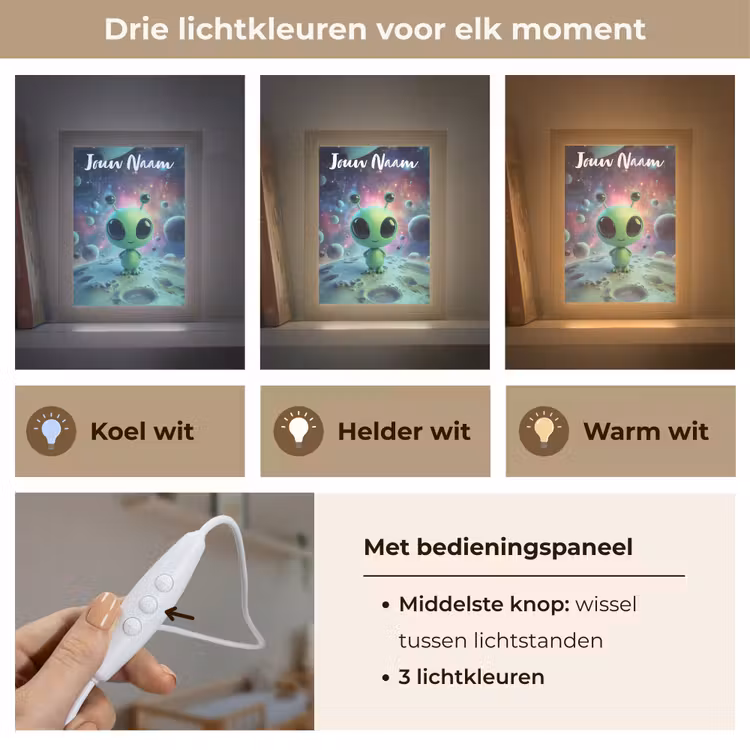 Nachtlampje met naam - Alien - Groen - Planeten - Ruimte — 5