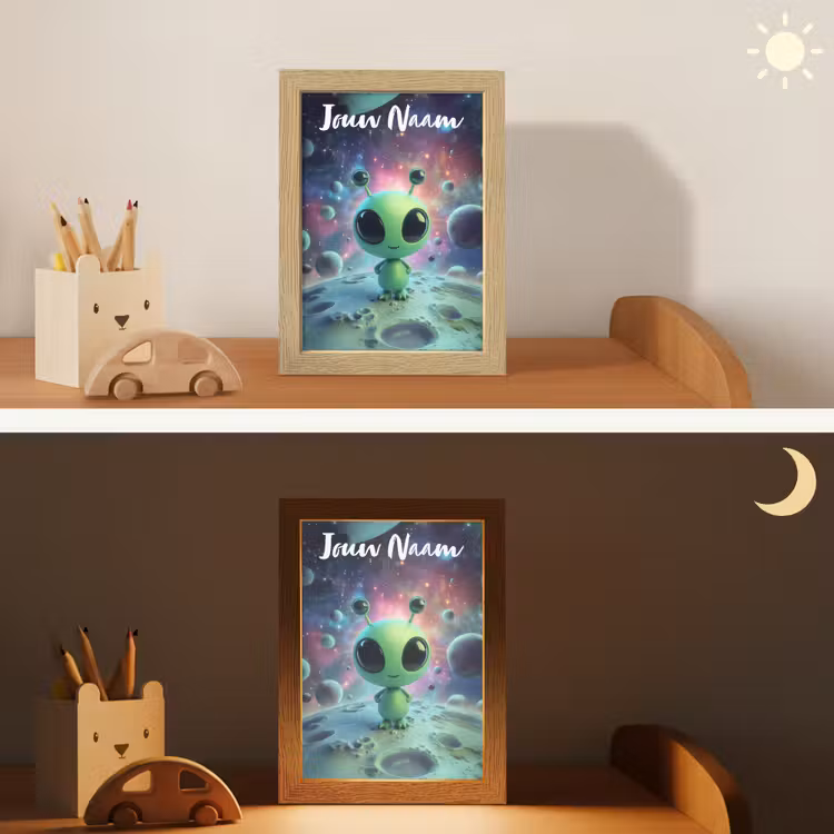 Nachtlampje met naam - Alien - Groen - Planeten - Ruimte — 7